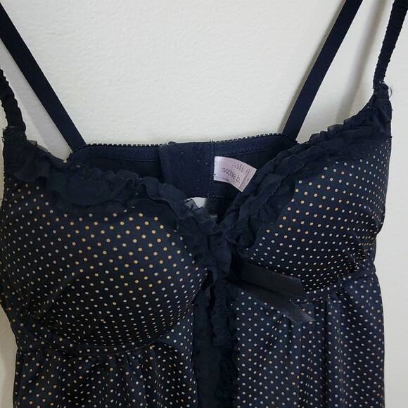 Sophie B Polka Dot Babydoll Slip Womens size S Tan Black - Picture 2 of 12